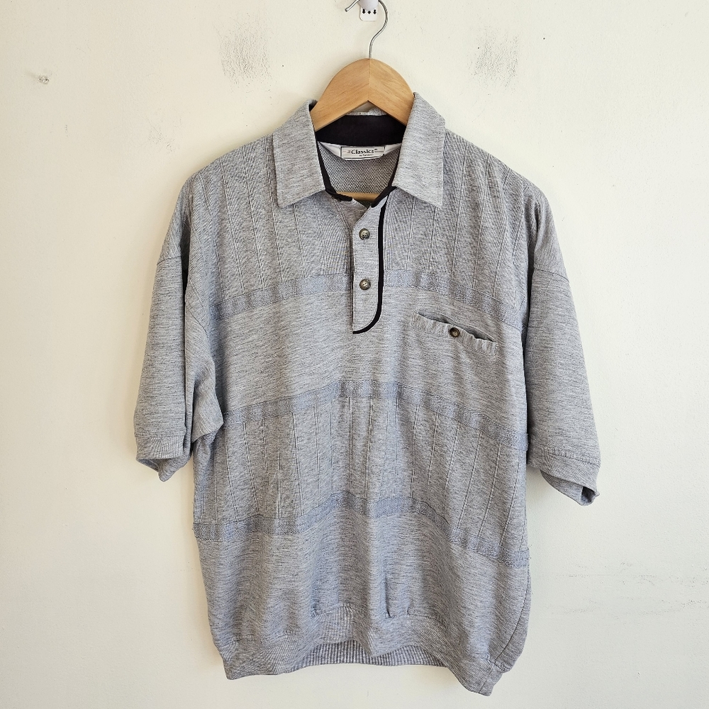 Classics By Palmland Mens Short Sleeve Gray Polo Shirt